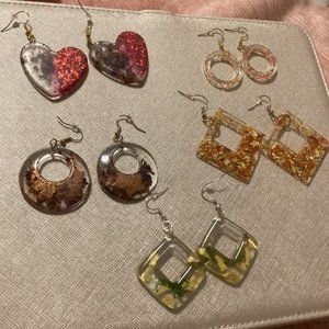 Set of five (5) resin earrings NWOT hypoallergenic